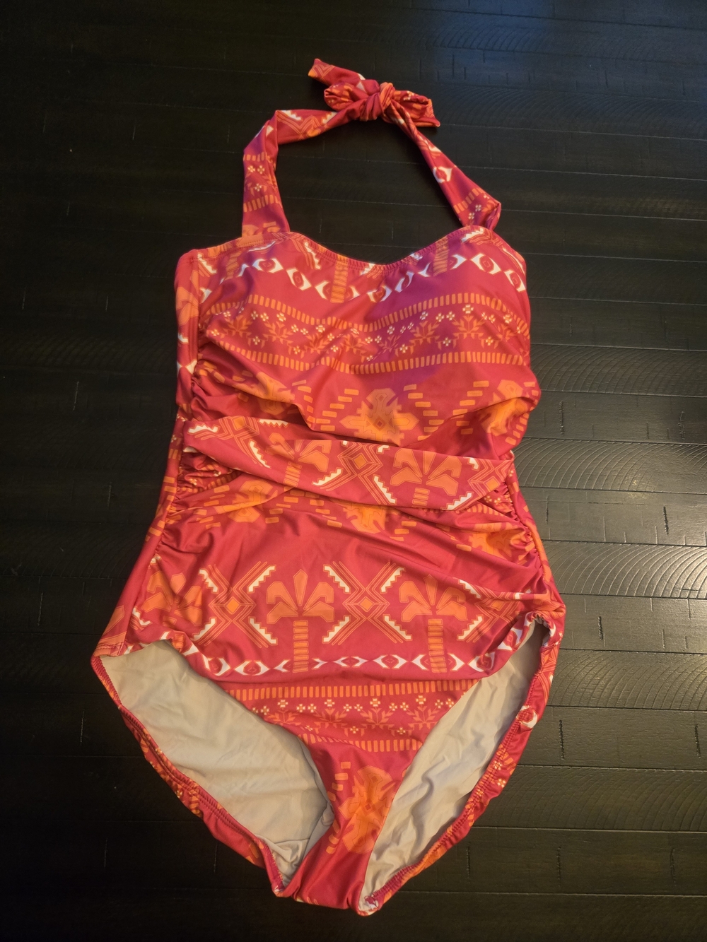 Womens Pink & Orange Patterned One-Piece Swimsuit Sizes 10,12 & 14